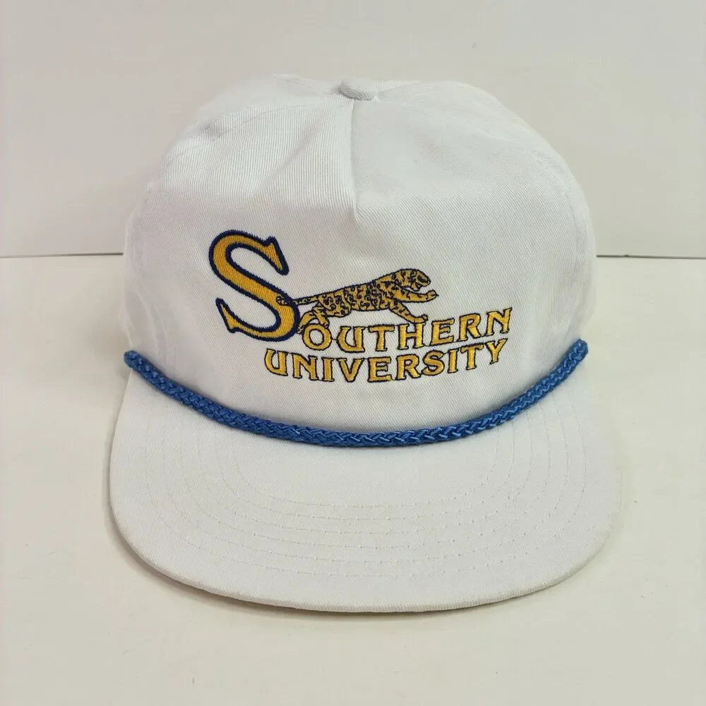 Vintage Southern University Jaguars White Hat Cap Snapback Cap 90s HBCU *READ*